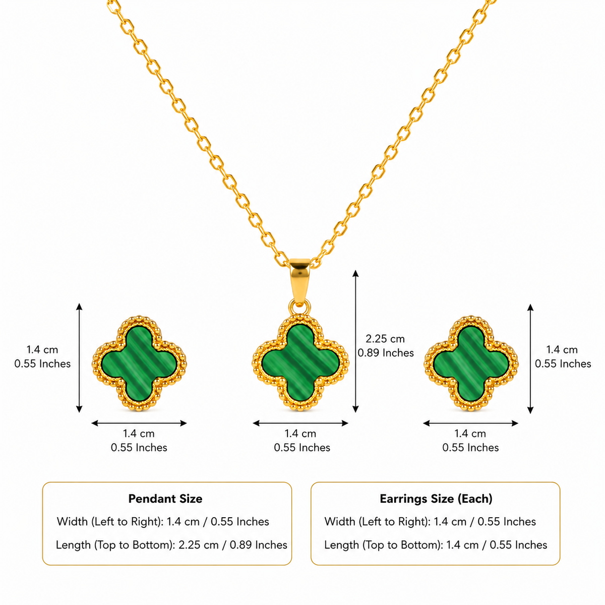 Emerald Clover Pendant Set