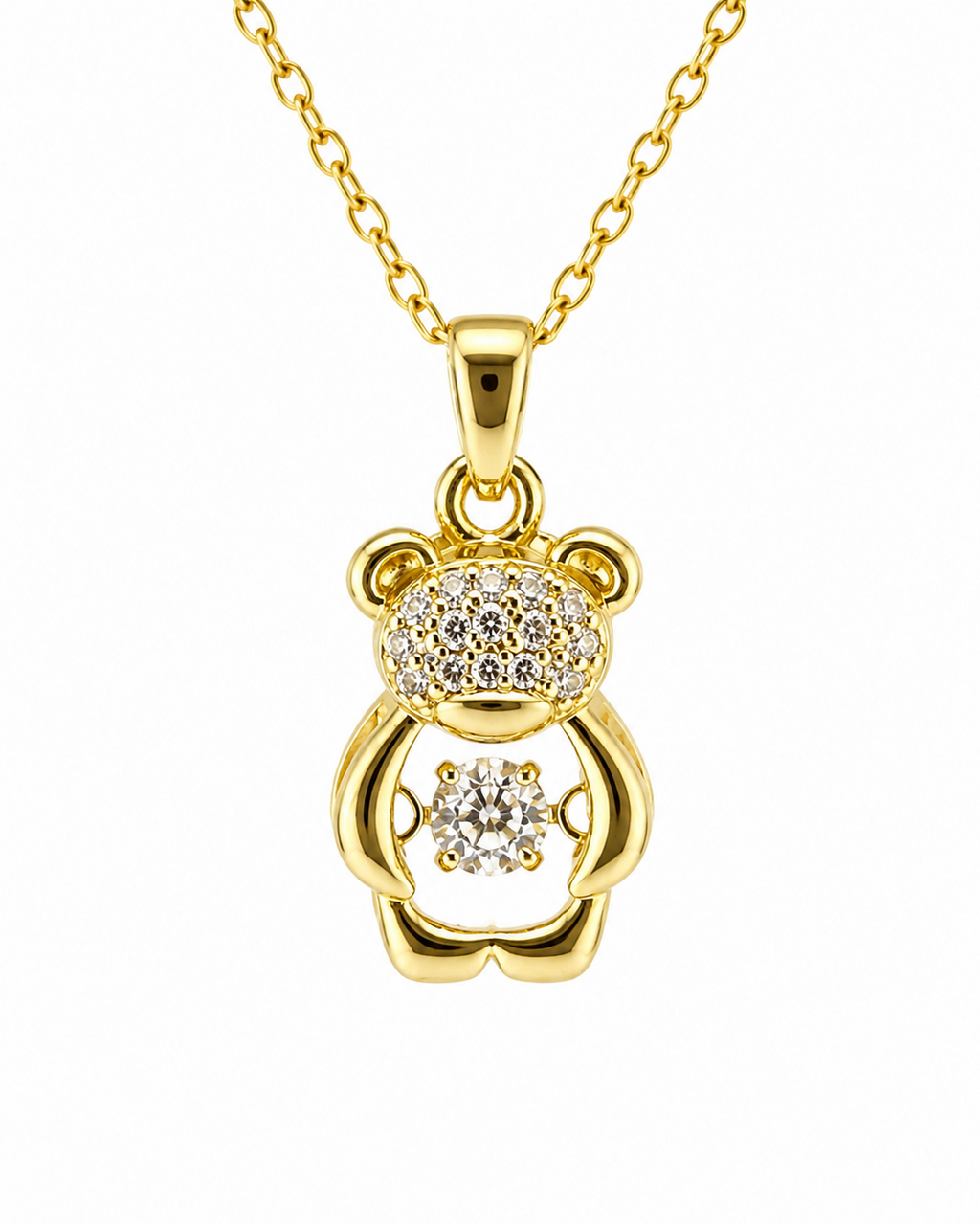 Golden Teddy Charm Necklace