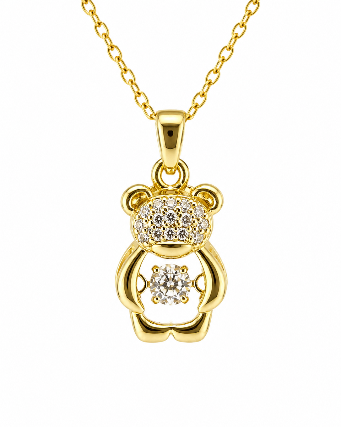 Golden Teddy Charm Necklace