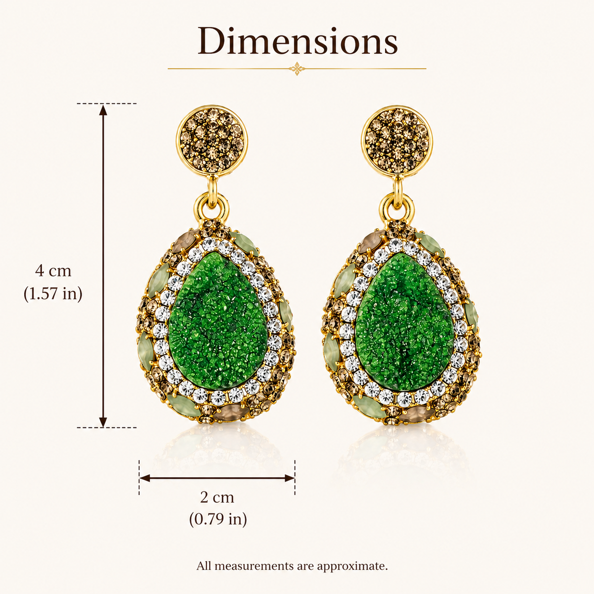Leaf Green Natural Stone Drop Earring