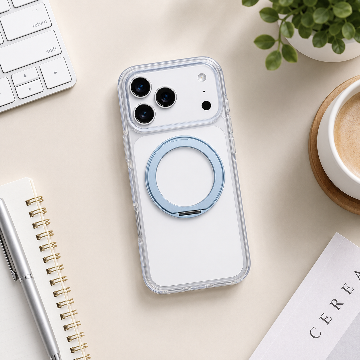 iPhone Magsafe 360 Rotating HaloGrip Clear Case