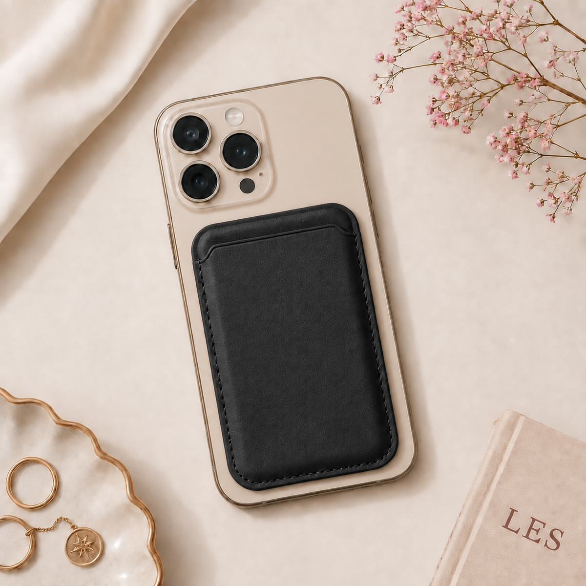 Premium Magnetic Leather Card Holder | N52 Magnet & RFID Block - Black