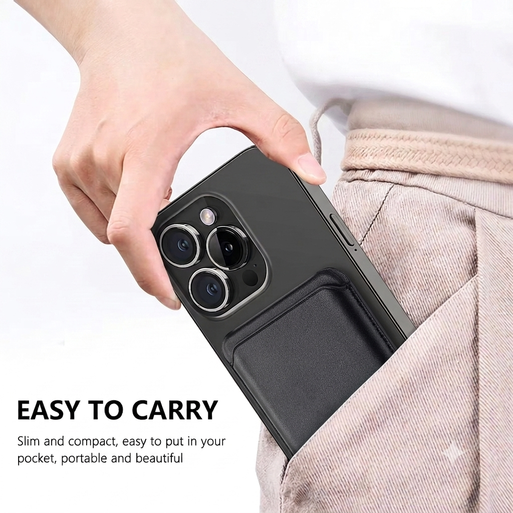 Premium Magnetic Leather Card Holder | N52 Magnet & RFID Block - Black