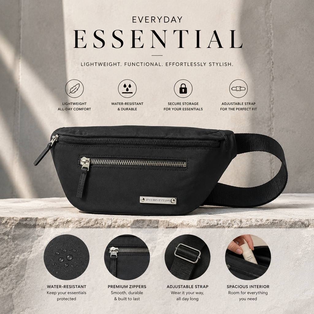 Drift Crossbody Fanny Bag (Black)