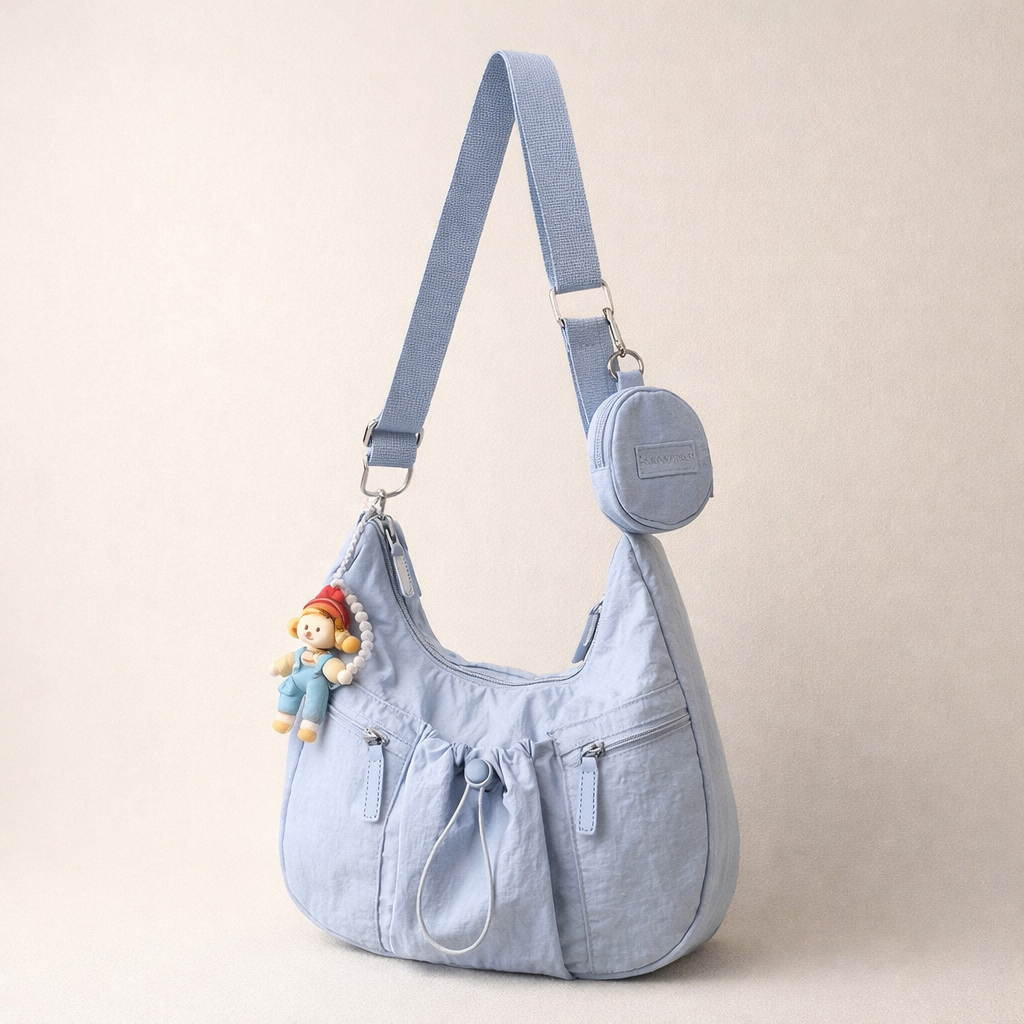 Mobsterzs Waterproof Nylon Crossbody Tote Bag (Blue)