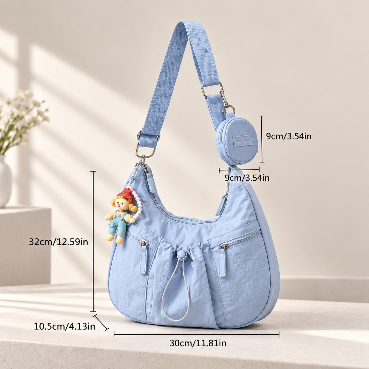Mobsterzs Waterproof Nylon Crossbody Tote Bag (Blue)