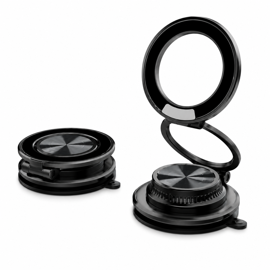 Magnetic Vacuum Phone Mount Holder – Ultra Thin, 20KG Hold, 360° Rotation (Black)