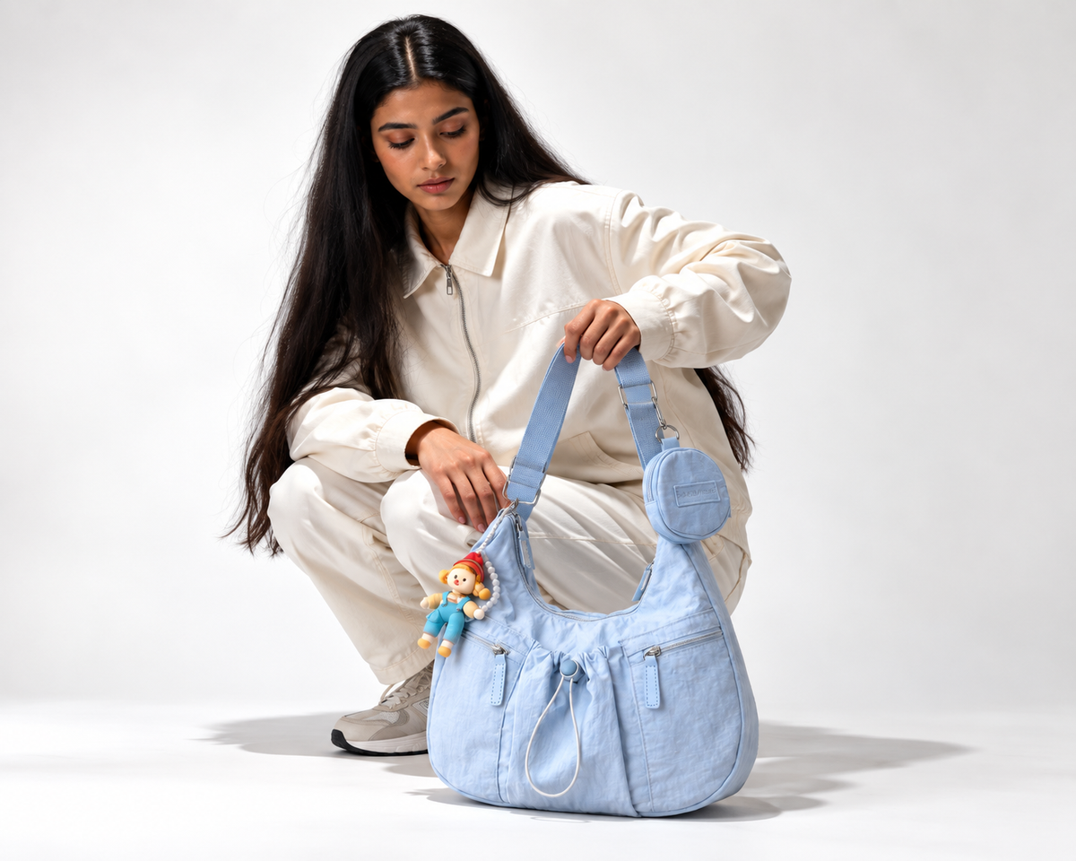 Mobsterzs Waterproof Nylon Crossbody Tote Bag (Blue)