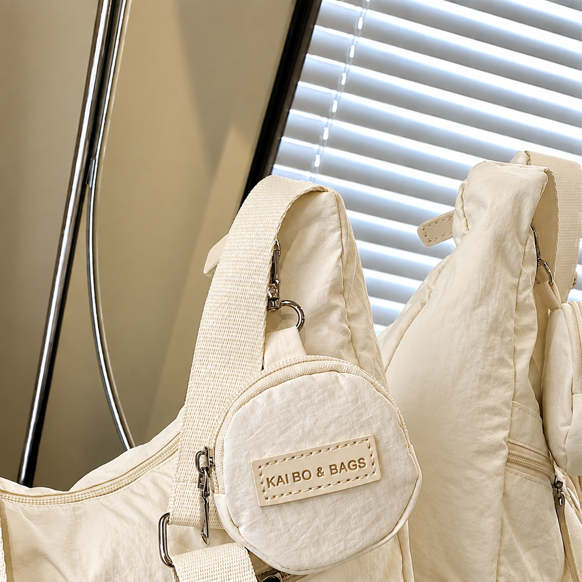 Mobsterzs Waterproof Nylon Crossbody Tote Bag (Off-White)