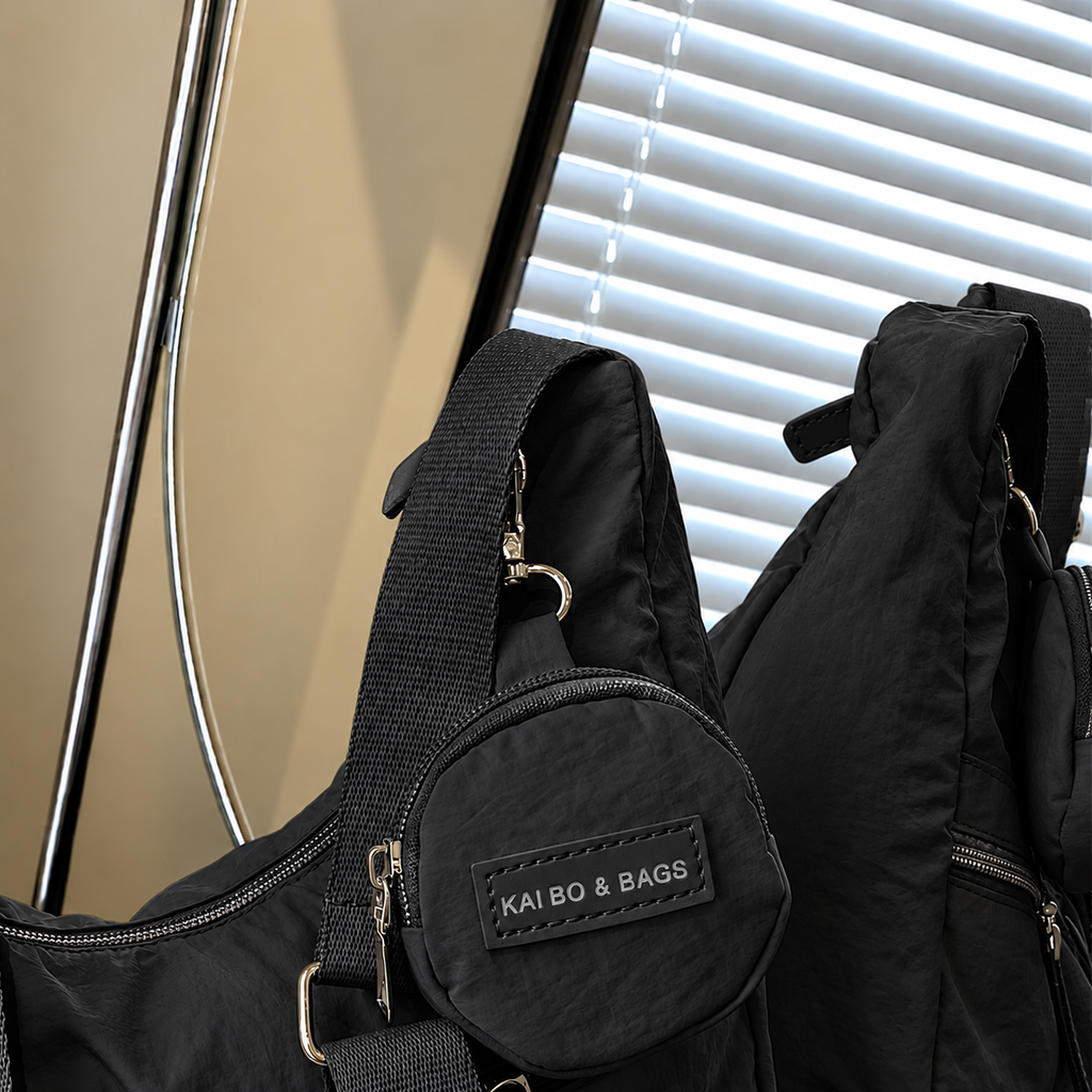 Mobsterzs Waterproof Nylon Crossbody Tote Bag (Black)
