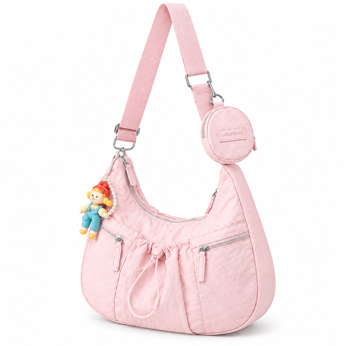 Mobsterzs Waterproof Nylon Crossbody Tote Bag (Pink)