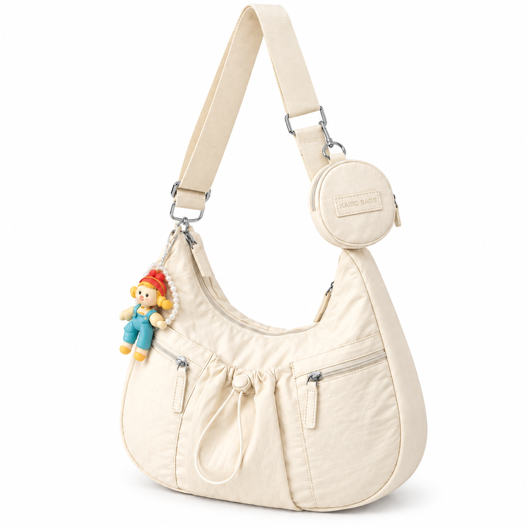 Mobsterzs Waterproof Nylon Crossbody Tote Bag (Off-White)
