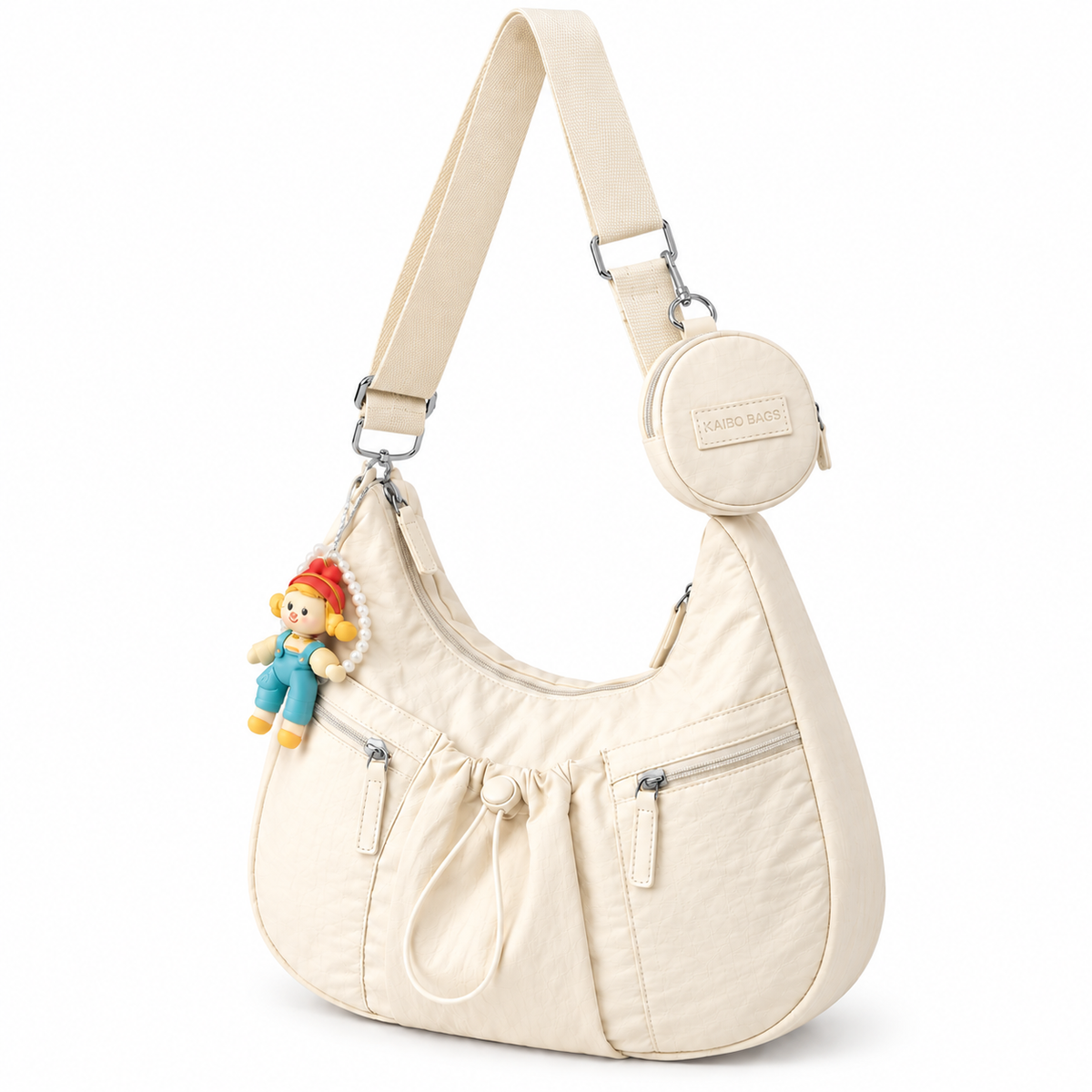 Mobsterzs Waterproof Nylon Crossbody Tote Bag (Off-White)
