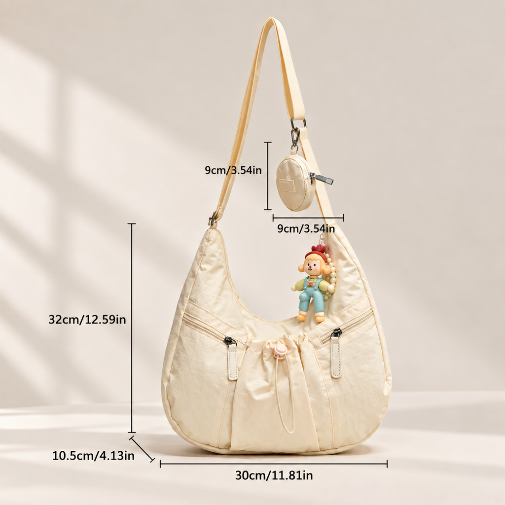 Mobsterzs Waterproof Nylon Crossbody Tote Bag (Off-White)