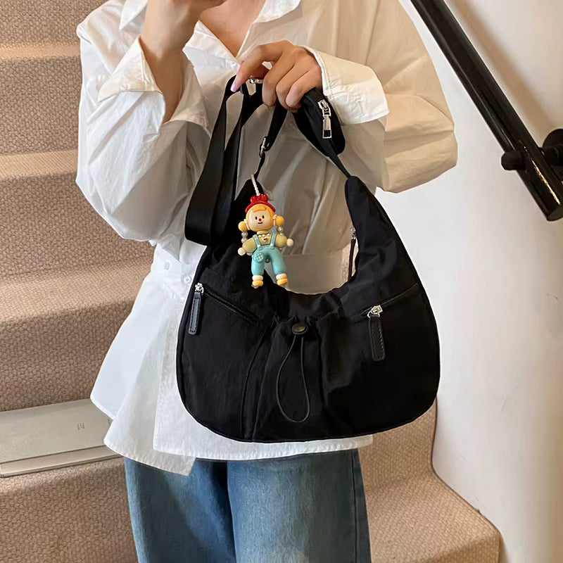 Mobsterzs Waterproof Nylon Crossbody Tote Bag (Black)