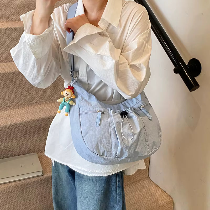 Mobsterzs Waterproof Nylon Crossbody Tote Bag (Blue)