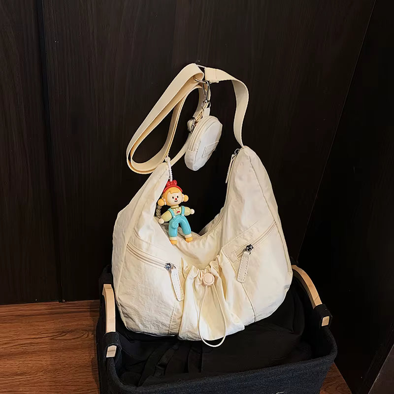 Mobsterzs Waterproof Nylon Crossbody Tote Bag (Off-White)