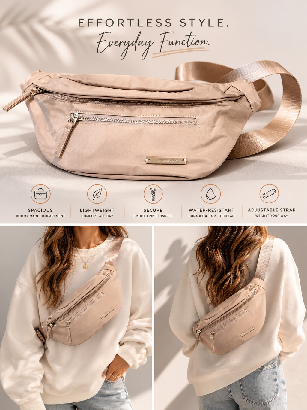 Drift Crossbody Fanny Bag (Blush Pink)