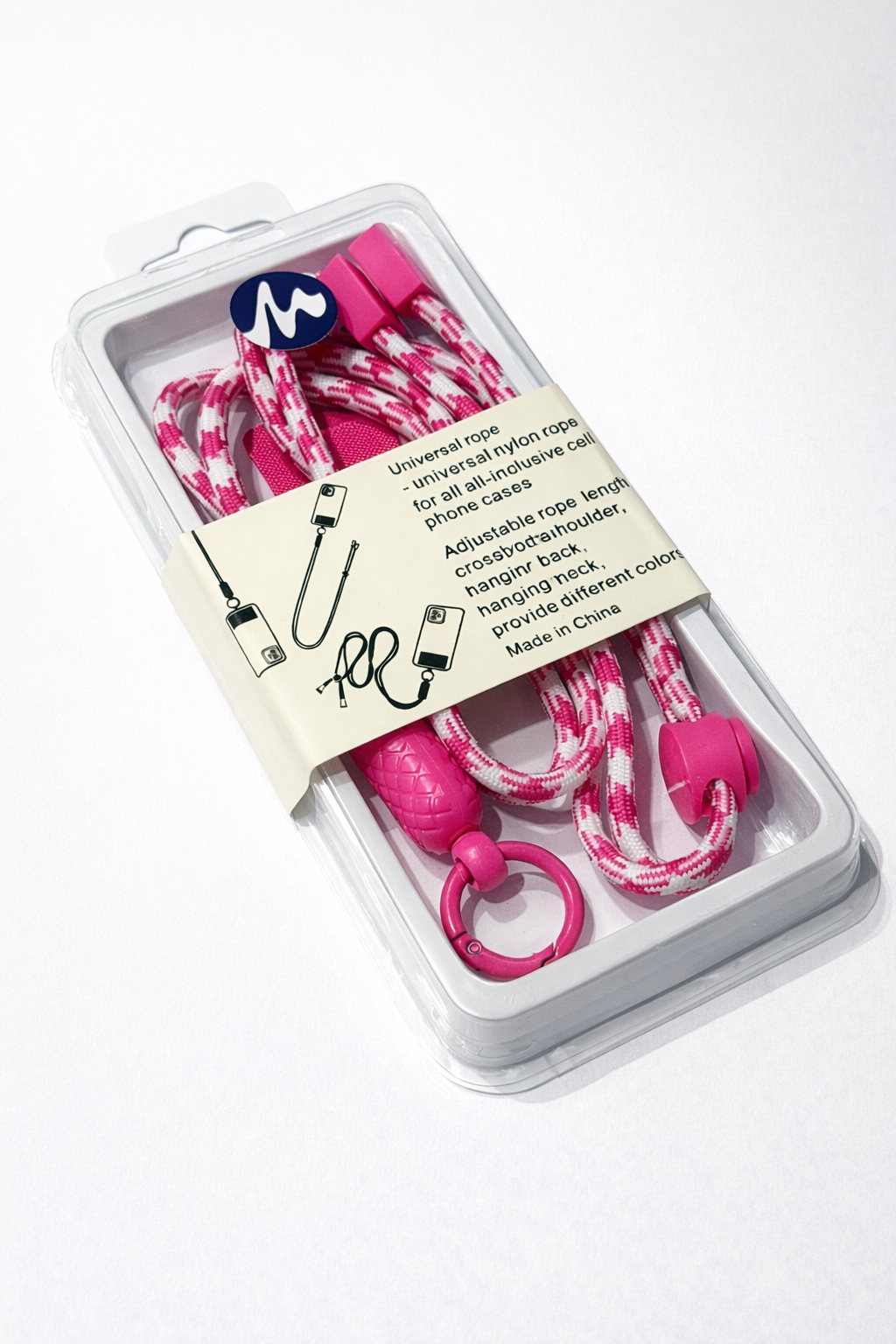 Hot Pink & White Crossbody Phone Lanyard