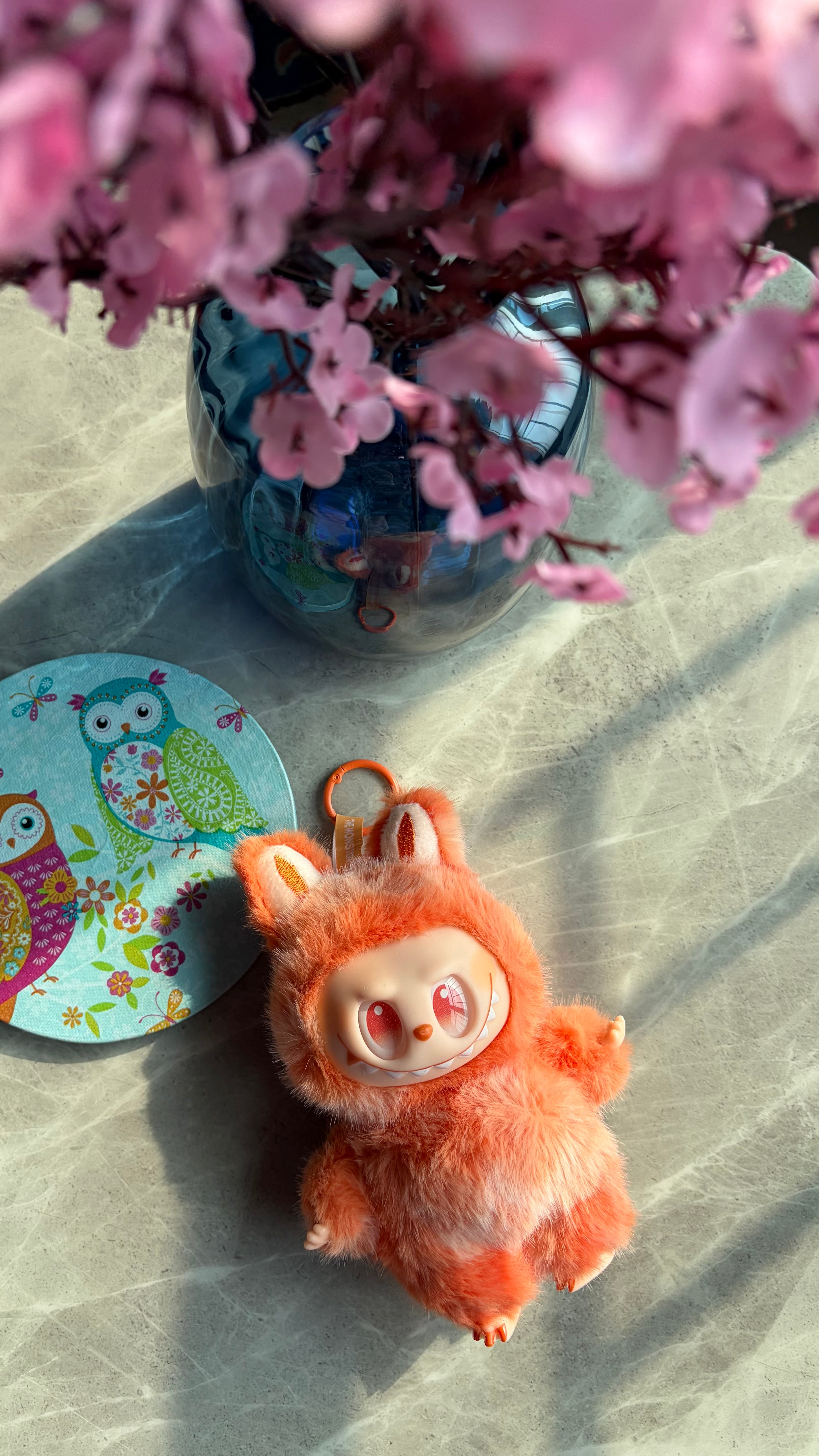 Labubu Plush Coral Orange Doll