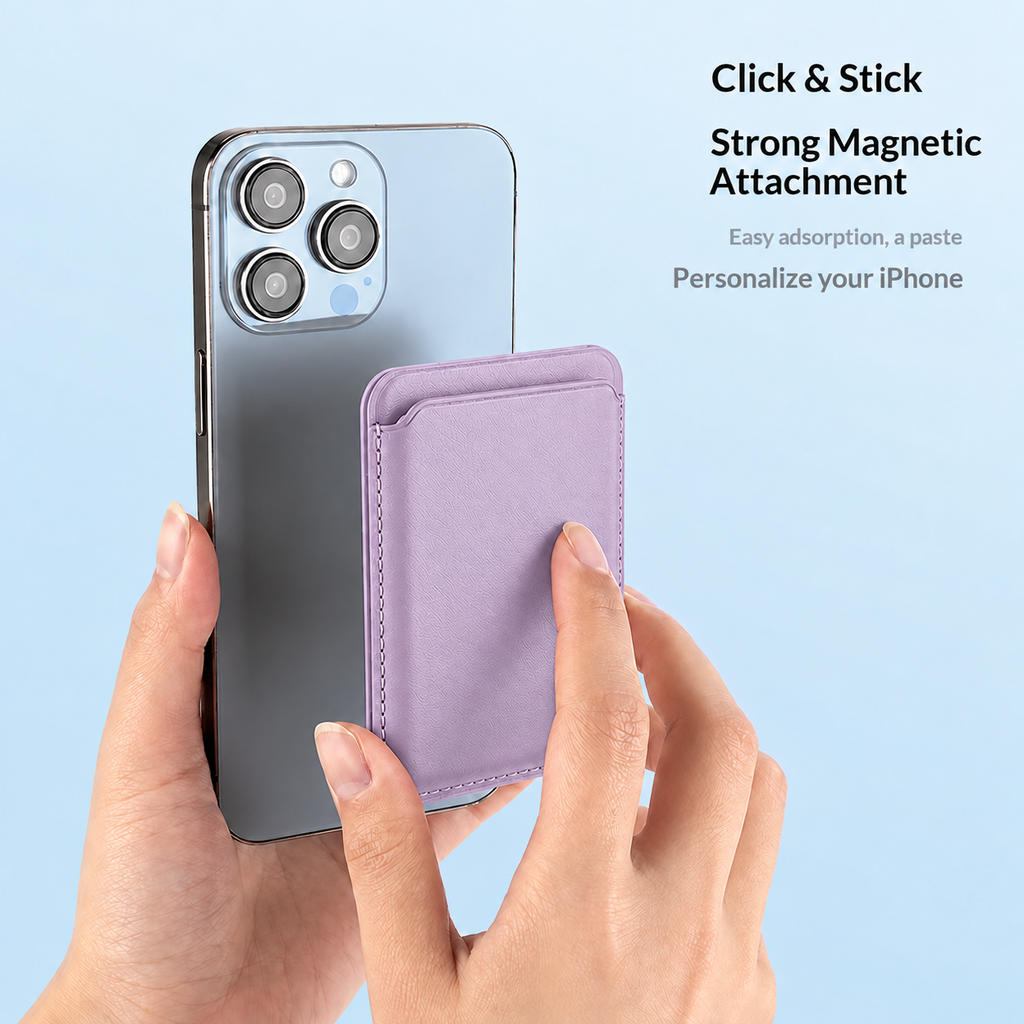 Premium Magnetic Leather Card Holder | N52 Magnet & RFID Block - Lavendar