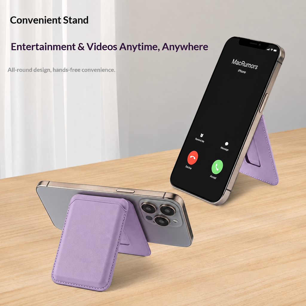 Premium Magnetic Leather Card Holder | N52 Magnet & RFID Block - Lavendar