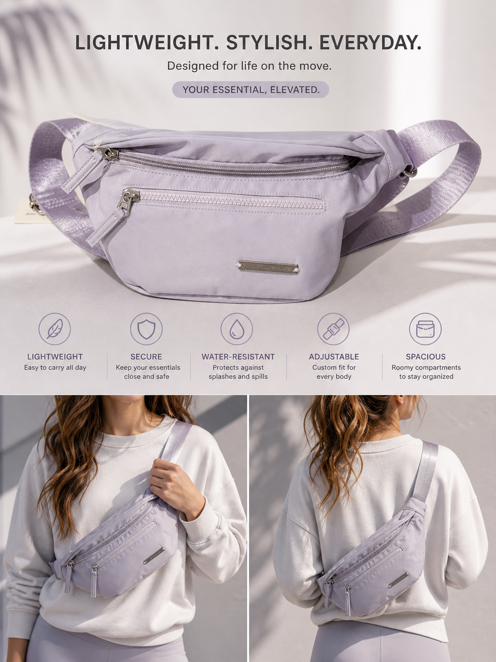 Drift Crossbody Fanny Bag (Lilac)