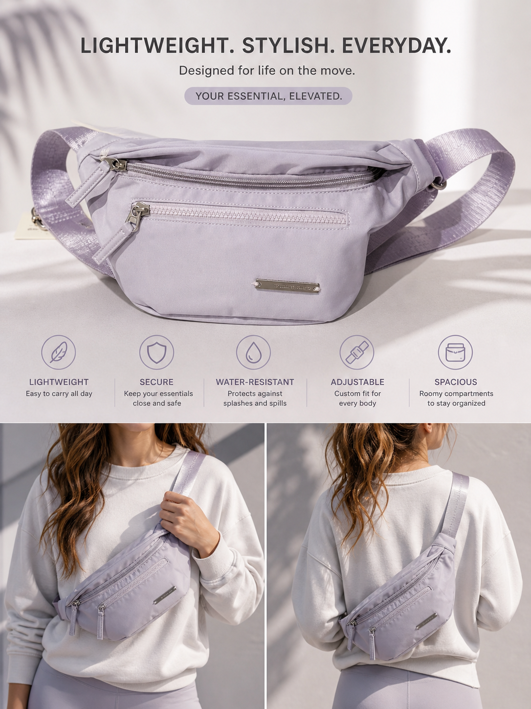 Drift Crossbody Fanny Bag (Lilac)