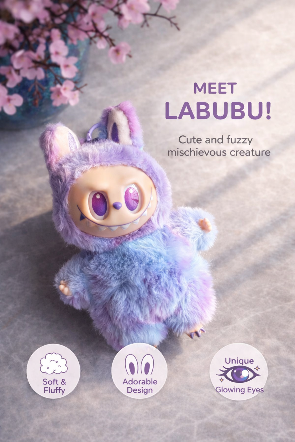 Labubu Plush Lavender Blue Doll