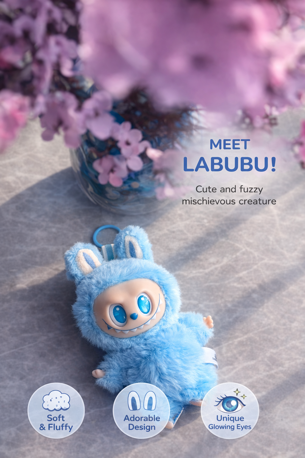 Labubu Plush Pastel Blue Doll