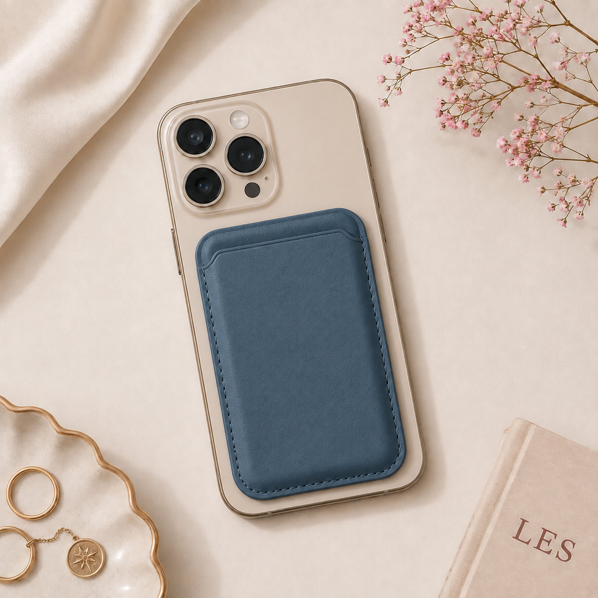 Premium Magnetic Leather Card Holder | N52 Magnet & RFID Block - Navy