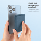 Premium Magnetic Leather Card Holder | N52 Magnet & RFID Block - Navy