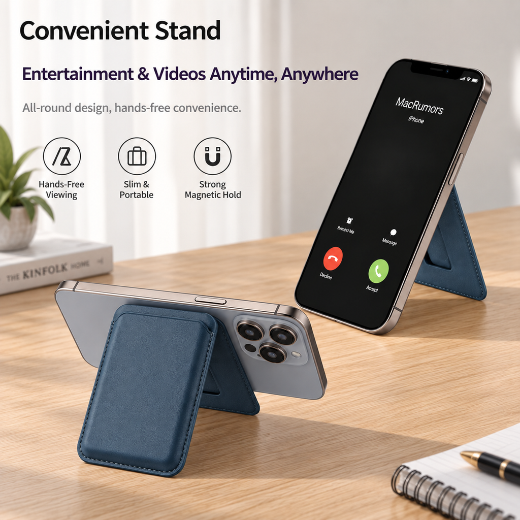 Premium Magnetic Leather Card Holder | N52 Magnet & RFID Block - Navy