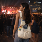 Mobsterzs Waterproof Nylon Crossbody Tote Bag (Off-White)