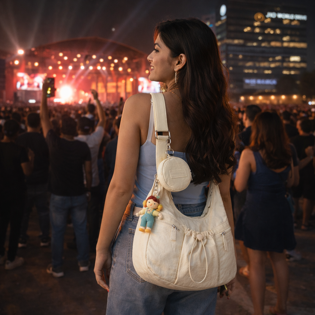 Mobsterzs Waterproof Nylon Crossbody Tote Bag (Off-White)