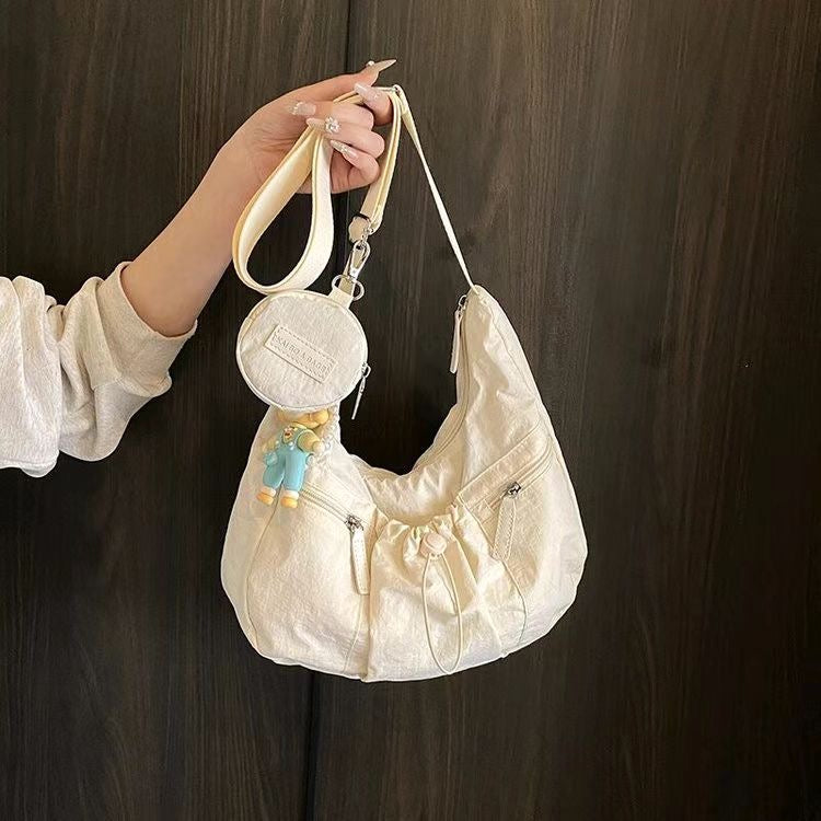 Mobsterzs Waterproof Nylon Crossbody Tote Bag (Off-White)