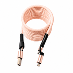 2 Meter 4-in-1 Self-Winding Magnetic Cable – Fast Charging Multi Device Cable (Peach)