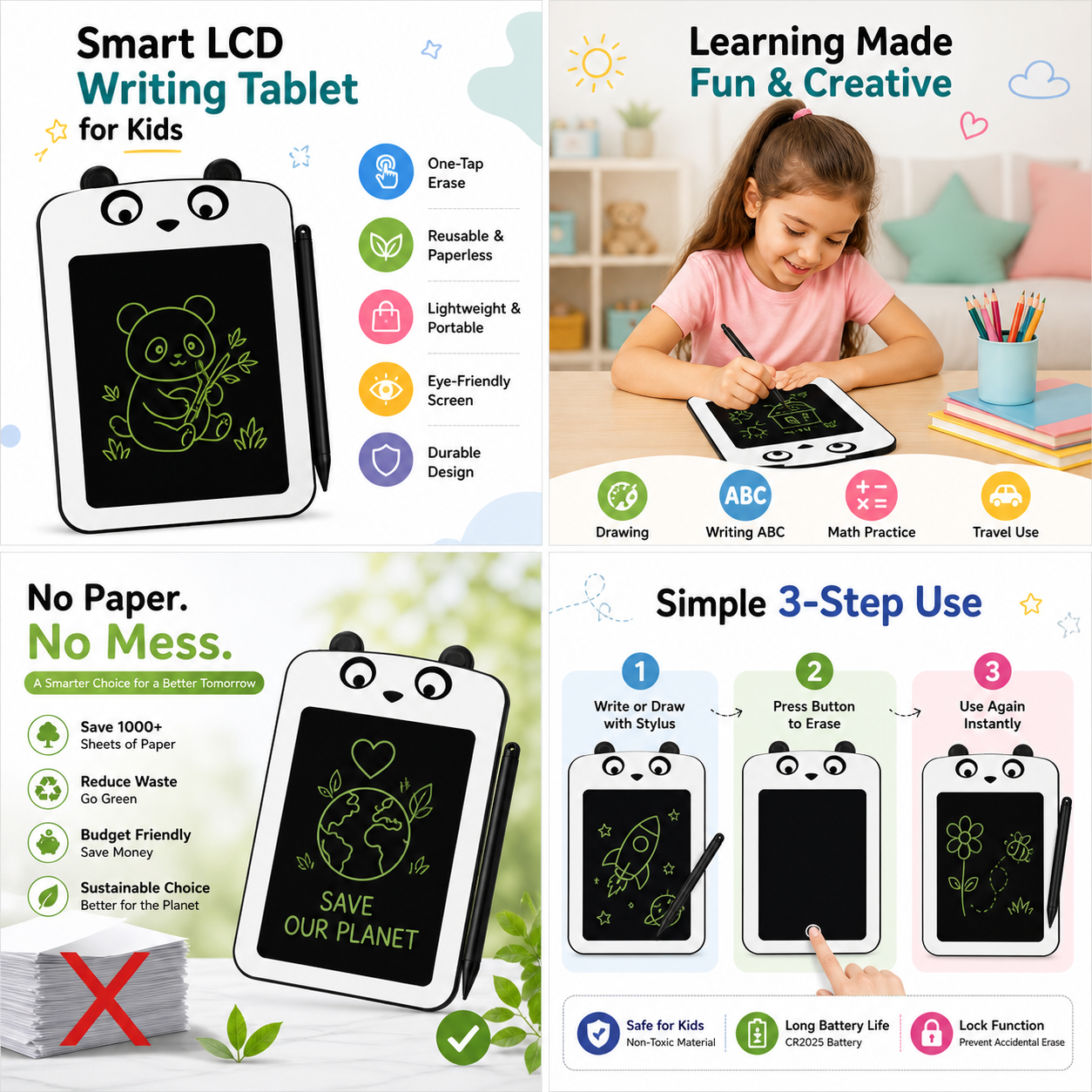Panda Kids LCD Writing Tablet