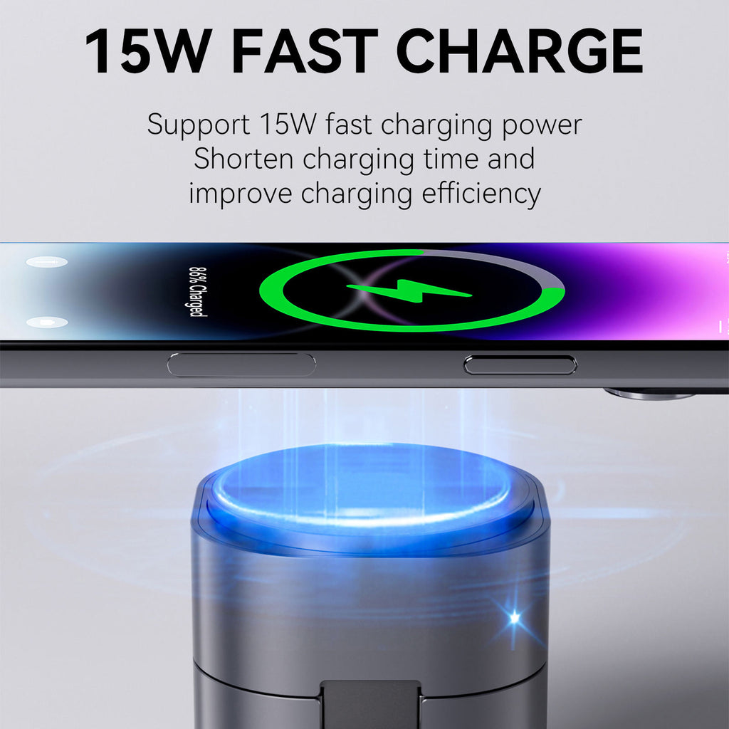 3-in-1 Magnetic Wireless Charging Station, 15W Fast Charger for Phone, Watch & Earbuds