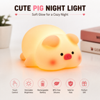 Cute Pig Rechargeable Silicone LED Night Light | Touch Lamp