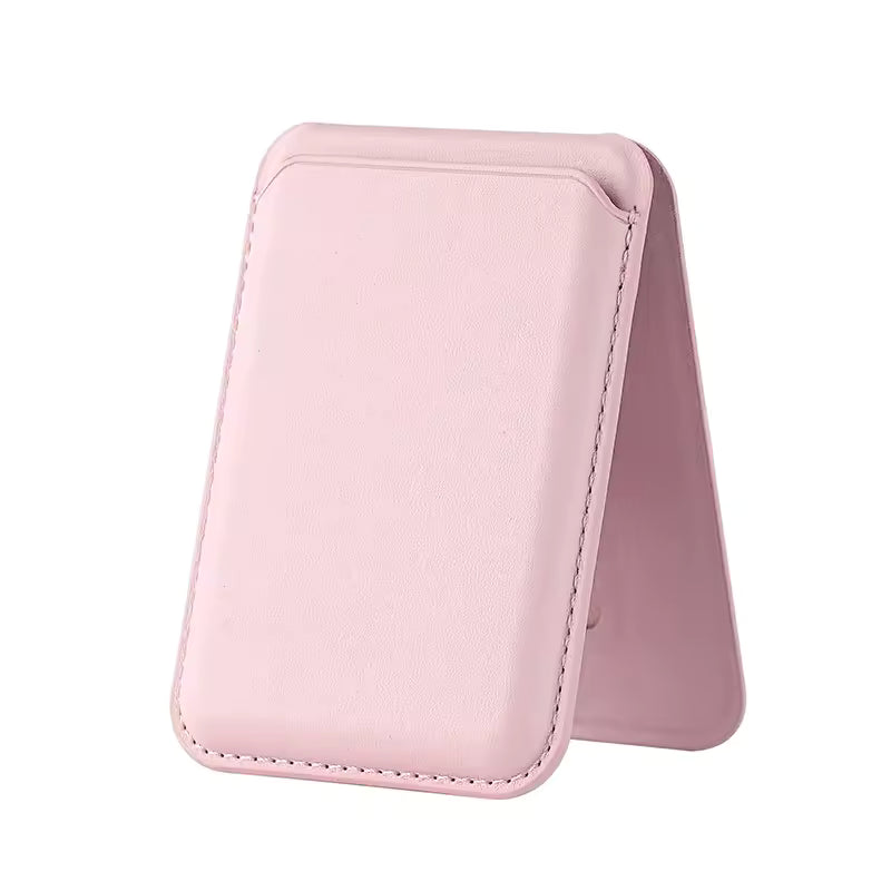 Premium Magnetic Leather Card Holder | N52 Magnet & RFID Block - Pink