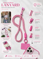 Hot Pink & White Crossbody Phone Lanyard