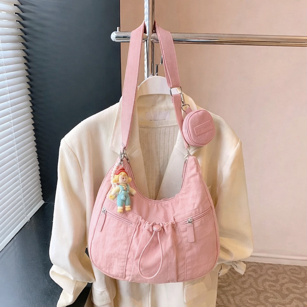 Mobsterzs Waterproof Nylon Crossbody Tote Bag (Pink)