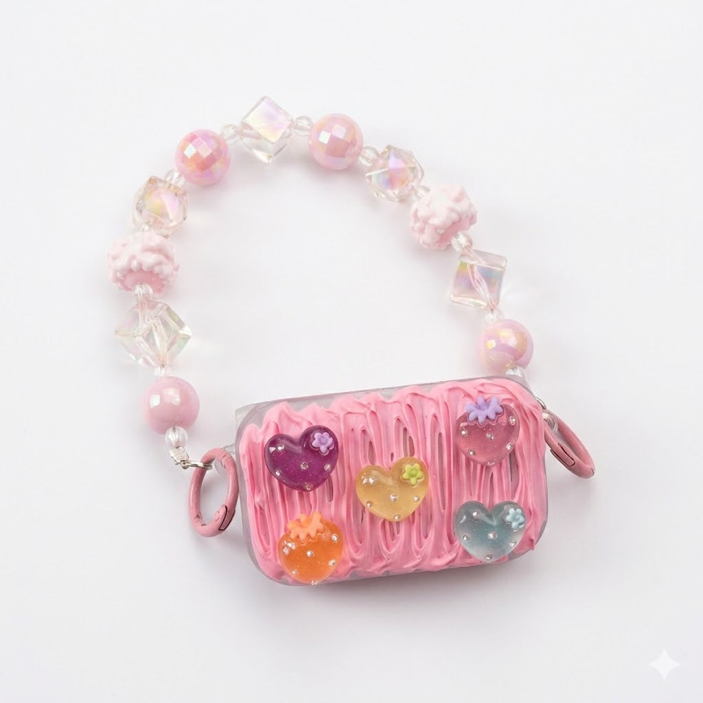 Pink Glitter Heart Charm