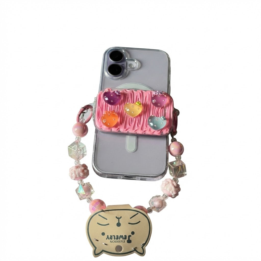 Pink Glitter Heart Charm