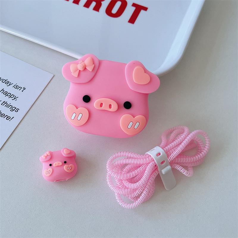 Pink Piggy Charger & Cable Protective Case