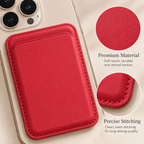 Premium Magnetic Leather Card Holder | N52 Magnet & RFID Block - Red