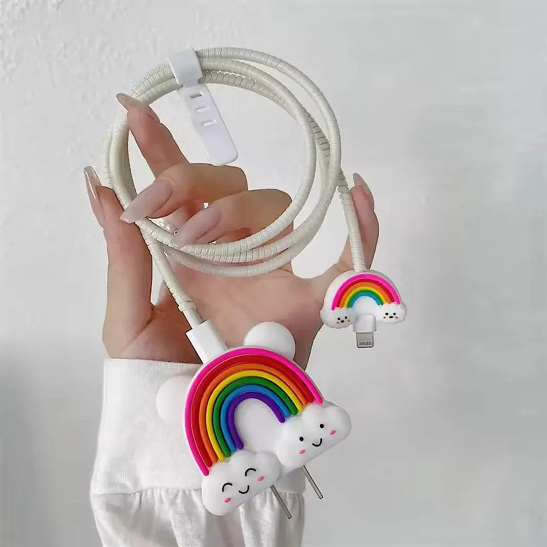 Rainbow Multicolor Charger & Cable Protective Case