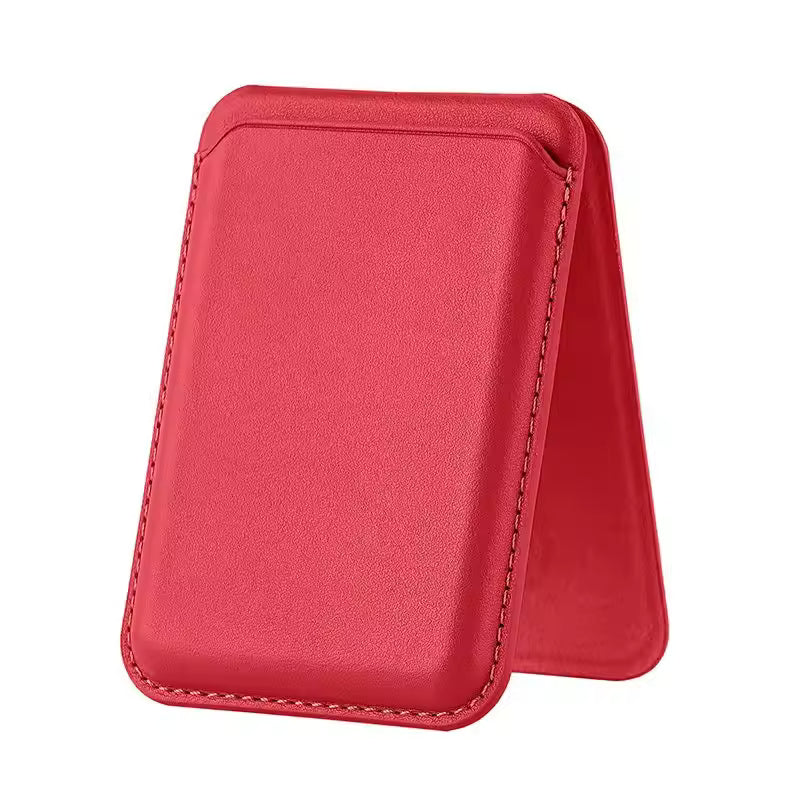 Premium Magnetic Leather Card Holder | N52 Magnet & RFID Block - Red