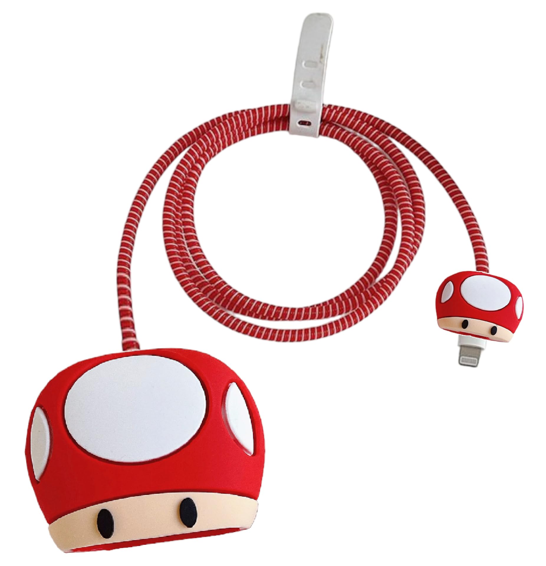 Red Super Mario Bros mushroom Charger & Cable Protective Case